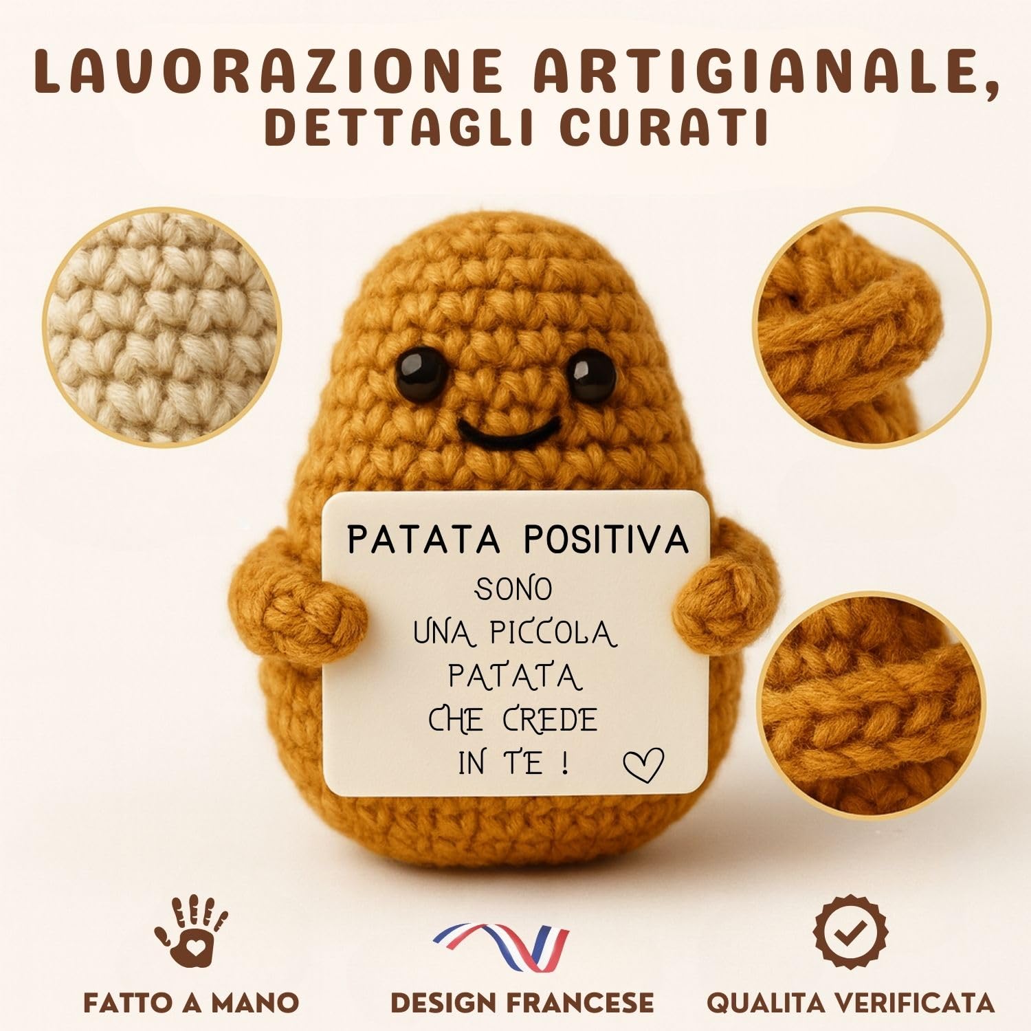 Patata Positiva© | Regalo Originale e Divertente | Decorazione Casa | Idea Simpatica | Compleanno & Festa | Bambina Donna Uomo Sorella Amico ADO | Sorpresa Collega Ufficio | Peluche Motivazionale