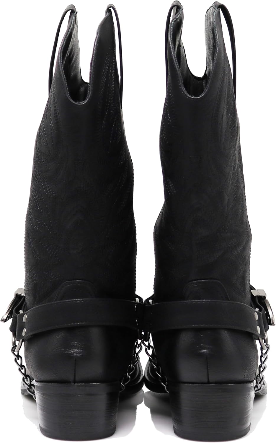 Enzo Romeo JVN Men's Dress Ankle Mid Calf Western Cowboy Boots Alligator Prints Side Zipper Removable Chain Low Heel