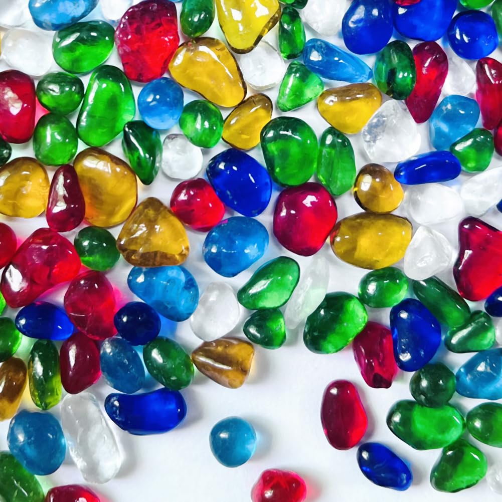 Photo 1 of 0.89LB Colorful Aquarium Glass Stones Sea Glass Pebbles for Fish Tanks Decorations Aquarium Gravel Fish Tank Rocks, Glass Gems Stones Beads Pebbles Rock Sand Vase Filler Fish Turtle Tank Decoration