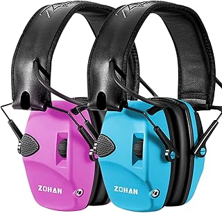 ZOHAN EM054 Electronic Shooting Ear Protection, Noise Reduction Hearing Protector Sound Amplification Safety Earmuffs for Gun Range,Hunting (Blue&Pink)