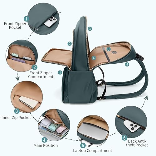 Miniatura 8 de GOLF SUPAGS Mochila para computadora portátil para mujer, bolsa de computadora para portátil de 14 pulgadas, para viajes, universidad, trabajo,