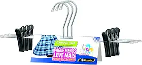 Cabide de Saia e Shorts Cromado Organização Roupa Armario - Kit com 3 unidades