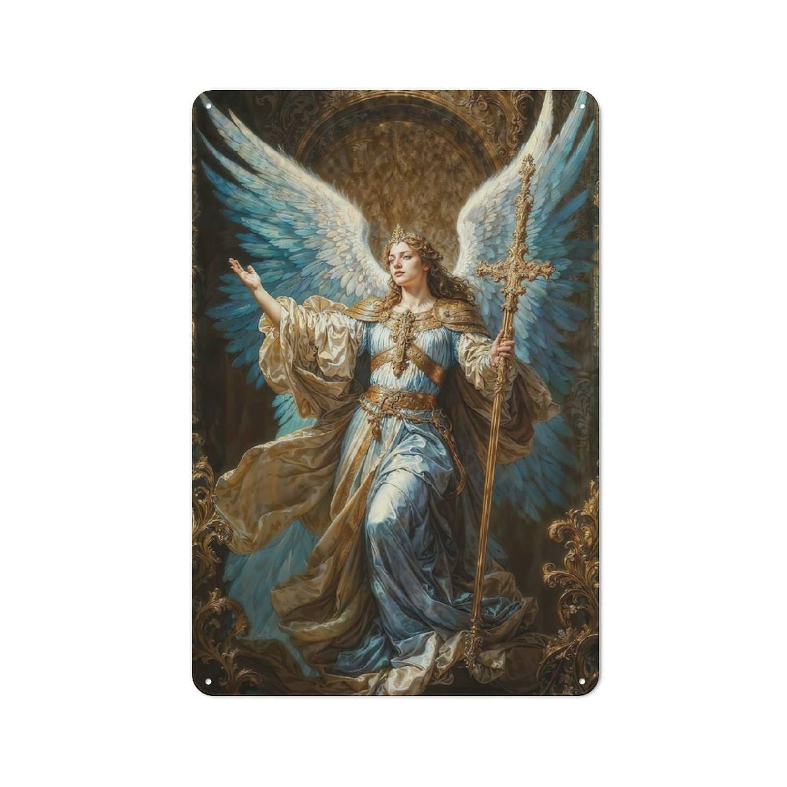 Divine Power of Archangel Vintage Metal Wall Decor 30x20cm, Tin Wall Sign for Restaurant, Kitchen, Counter Or Breakfast Nook