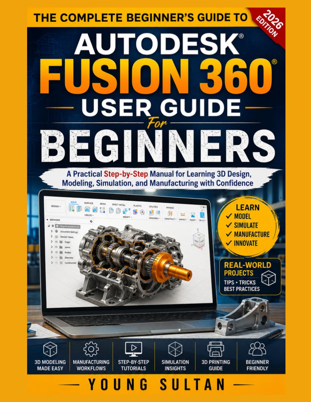 Autodesk Fusion 360 User Guide For Beginners: A Practical Step-by-Step Manual for Learning 3D Design, Modeling, Simulation, and Manufacturing with Confidence