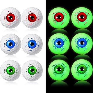 Skylety 12 Pcs Halloween Eyeball Golf Balls Glow in The Dark Golf Balls for Halloween Enthusiasts and Golfers Funny Spooky Fun on The Greens, 3 Colors
