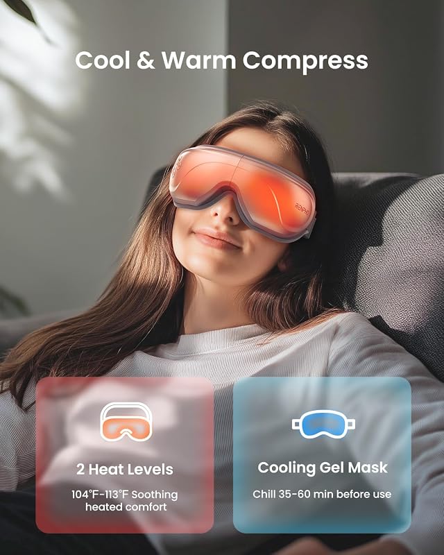 RENPHO Eyeris 2 Eye Massager with Heat & Cooling, Heated Eye Mask | Heated Eye Care for Eye Fatigue, Dark Circles & Puffiness, Vibration & Compression, FSA Eligible HSA, Gifts for Women & Men