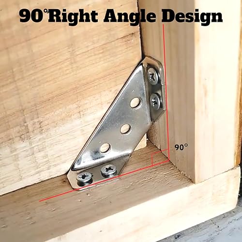 Miniatura 3 de CIFOVALE Conector universal de esquina para muebles de acero inoxidable con tornillos, paquete de 10 soportes de esquina para estantes, muebles de