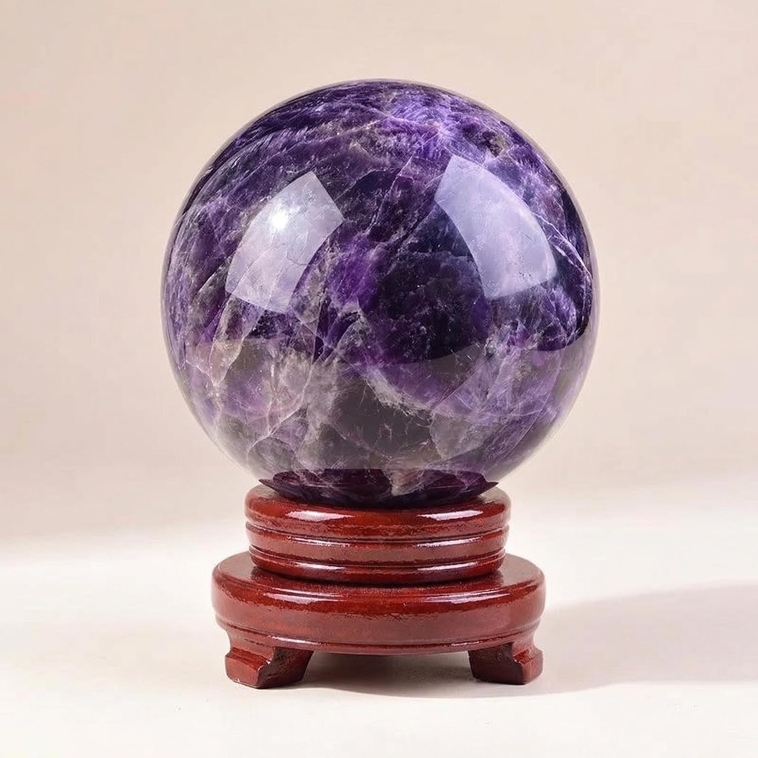 Natural Amethyst Crystal Ball - Chevron Amethyst Crystal Sphere Meditation Balls for Witchcraft and Decorative Balls, Meditation & Feng Shui Home Decor (40-50mm)
