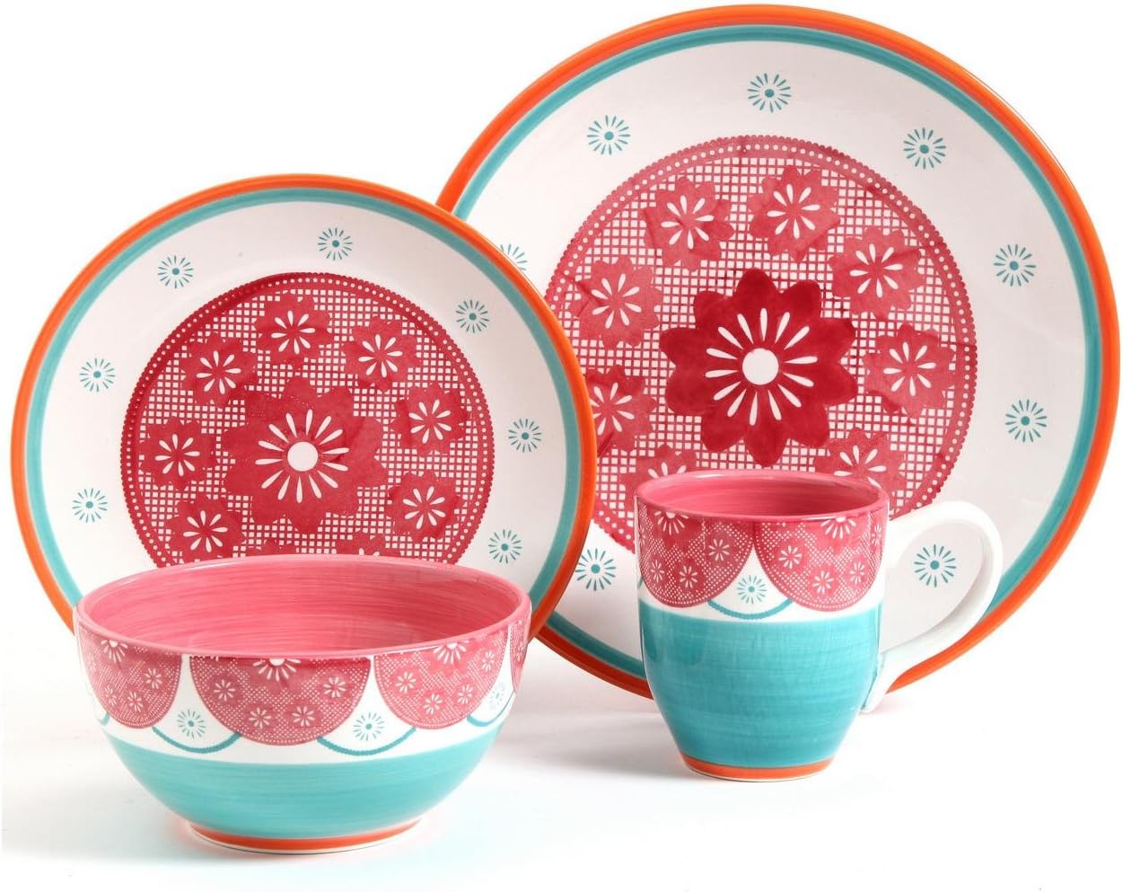 Evita 16-Piece Dinnerware Set, Magenta