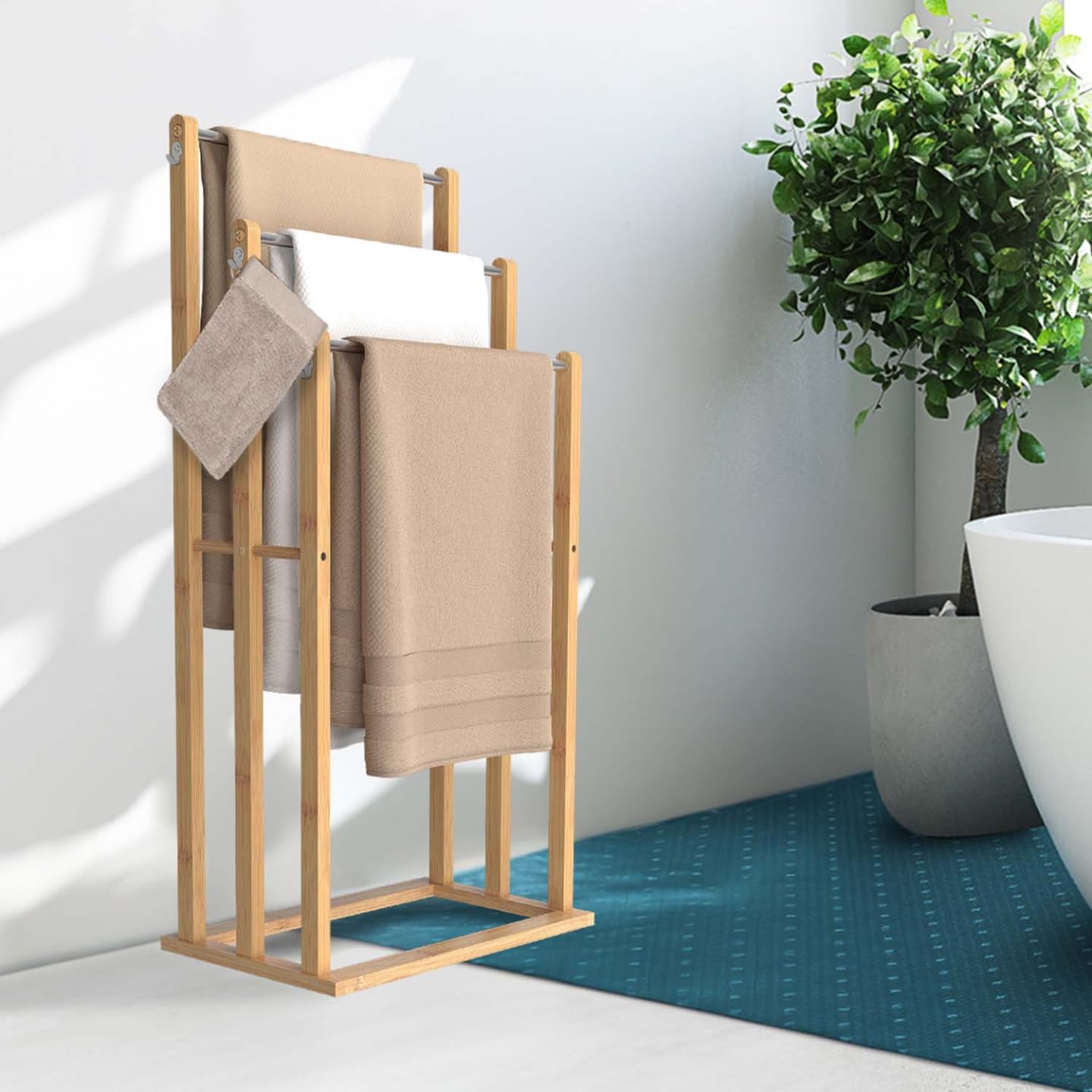 Portasciugamani In Bambù A 3 Livelli Rita - Per Bagno E Camera - Foto 10