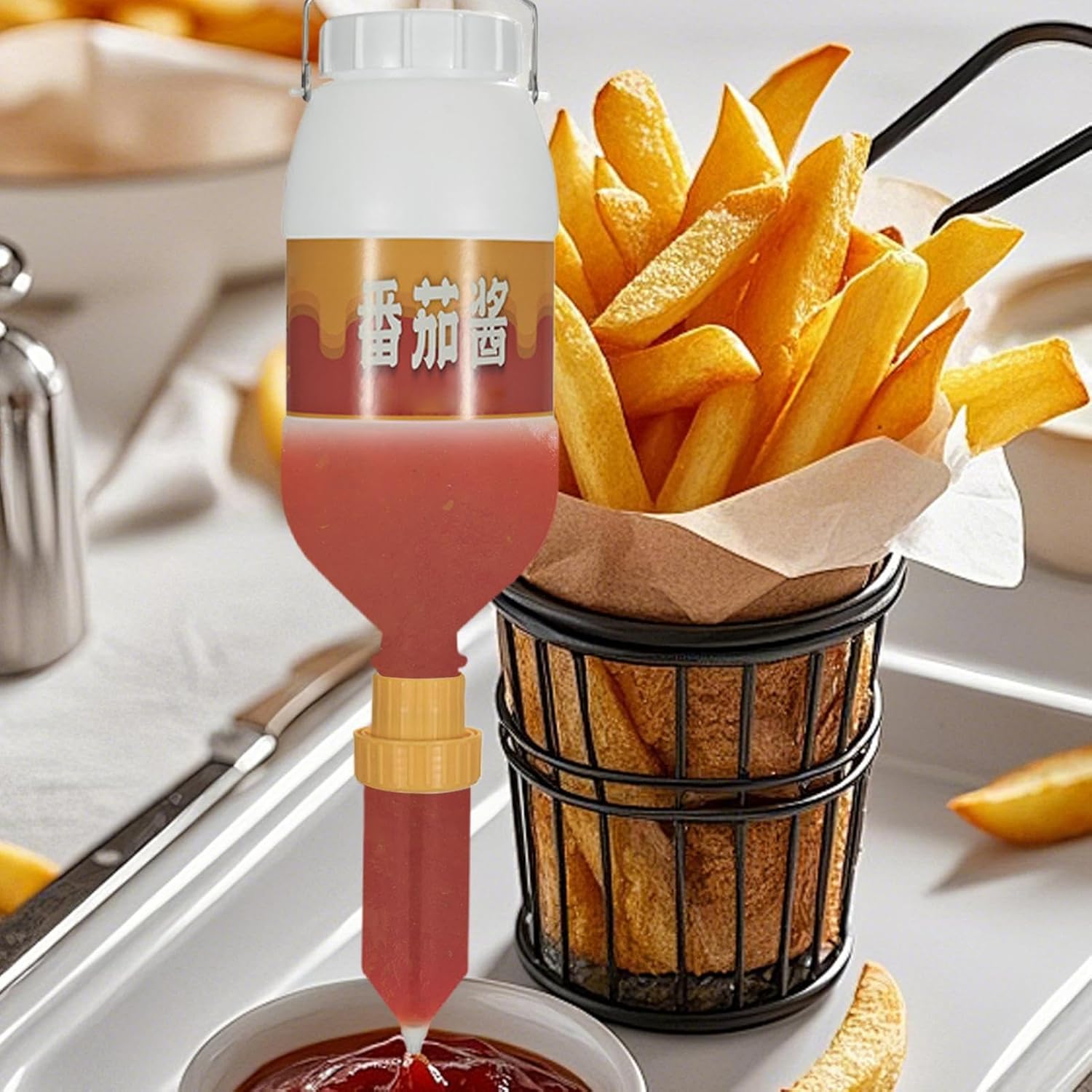 調味料ディスペンサー - ソース調味料ボトル ディスペンサー,2500ml 詰め替え可能 漏れ防止 サラダドレッシング容器 ハンバー