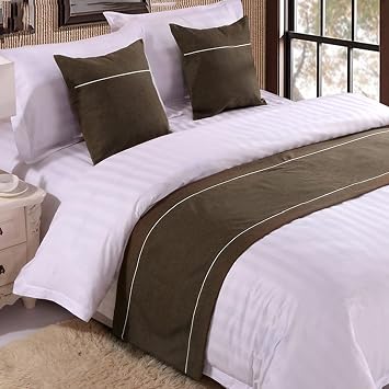 Bed Runner for Foot of Bed Modern Linen Bed Scarf Bed End Towel Bedding Protection for Hotel Bedroom Wedding Room, Brown 50 * 210cm