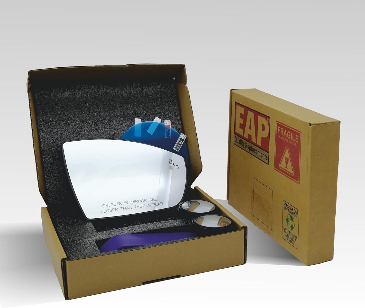 EAP Passenger Side Mirror Glass Compatible with Ford C-Max 2013-2018, Escape 2013-2016, Focus 2012-2018, EcoSport 2018-2022, Heated with Blind Spot CJ5Z17K707C F1EZ17K707A GN1Z17K707E GN1Z17K707D