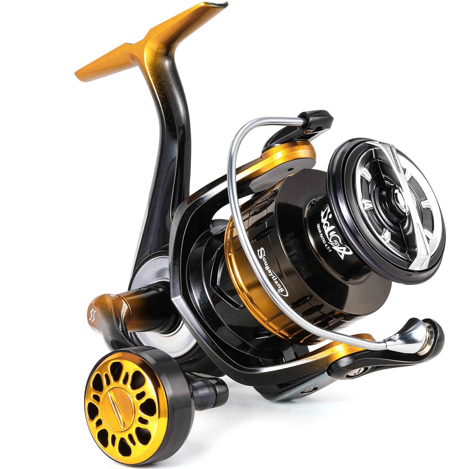 Sougayilang Spinning Reel,5.0:1/4.7:1 Gear Ratio Fishing Reel,Stainless Steel Ball Bearings,Audible Click Alarm,CNC Aluminum Spool for Freshwater Bass Trout,1000 to 5000 Series