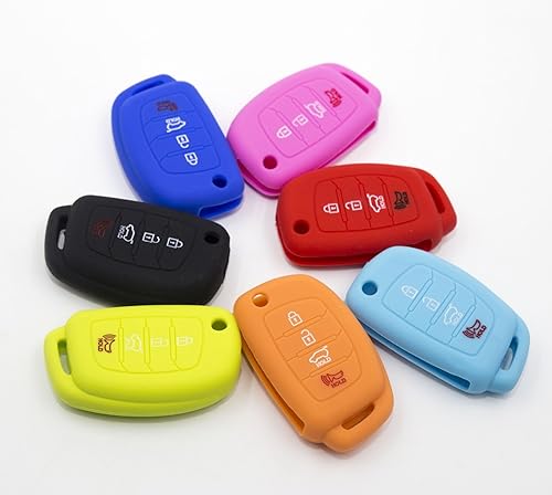 Miniatura 3 de LIGHTKOREA Funda de silicona plegable con 4 botones para Hyundai Santa Fe Sonata Elantra Azera Tucson, Rosado