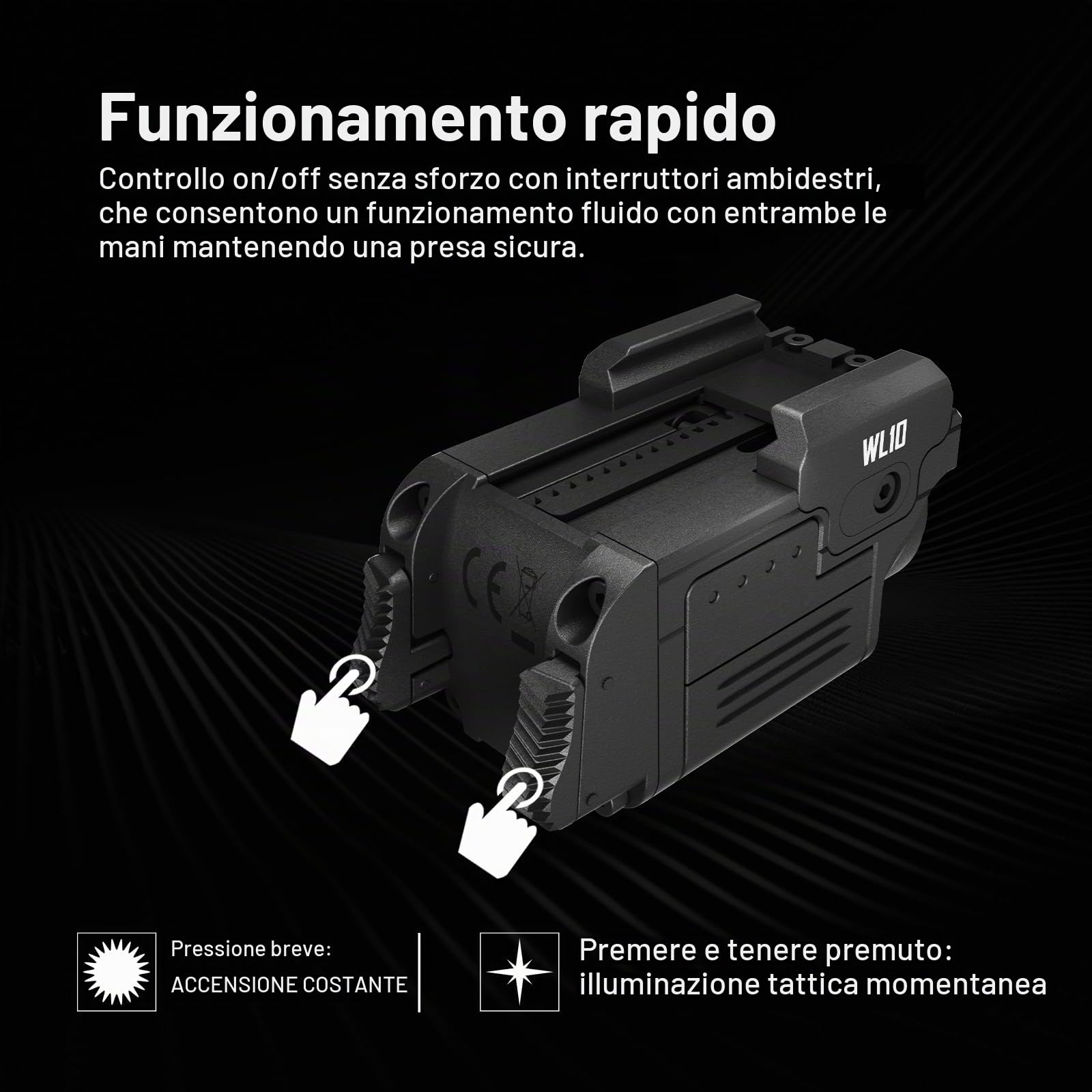 AIMWIN per Pistola 900 Lumen – Torcia LED Compatta Ricaricabile Montata su Slitta per Pistole, Impermeabile, Resistente, Alta Potenza – Compatibile con Glock, Slitta Picatinny 1913