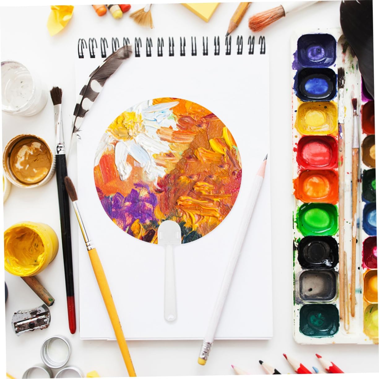 PRETYZOOM 30pcs Fans Handheld DIY Hand Fan Blank Graffiti Hand Sublimation Blank