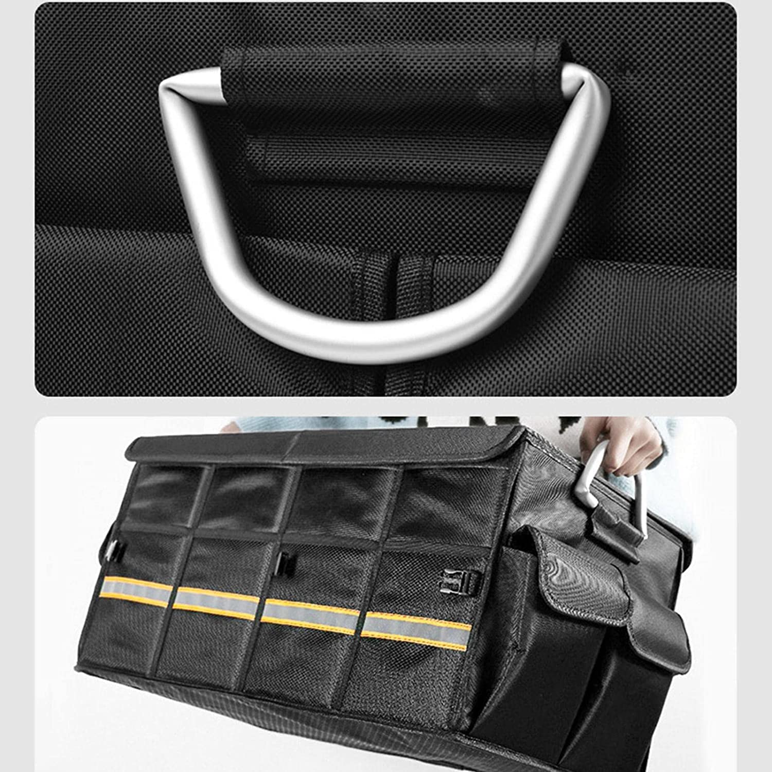 RUFD Organizador Maletero Coche para VW EOS/ID.5/Nivus/Passat CC/Phaeton/Scirocco/Tiguan X/W12/XL1, Plegable con Compartimento con Tapa Caja de Almacenamiento para con Múltiples Bolsillos,M