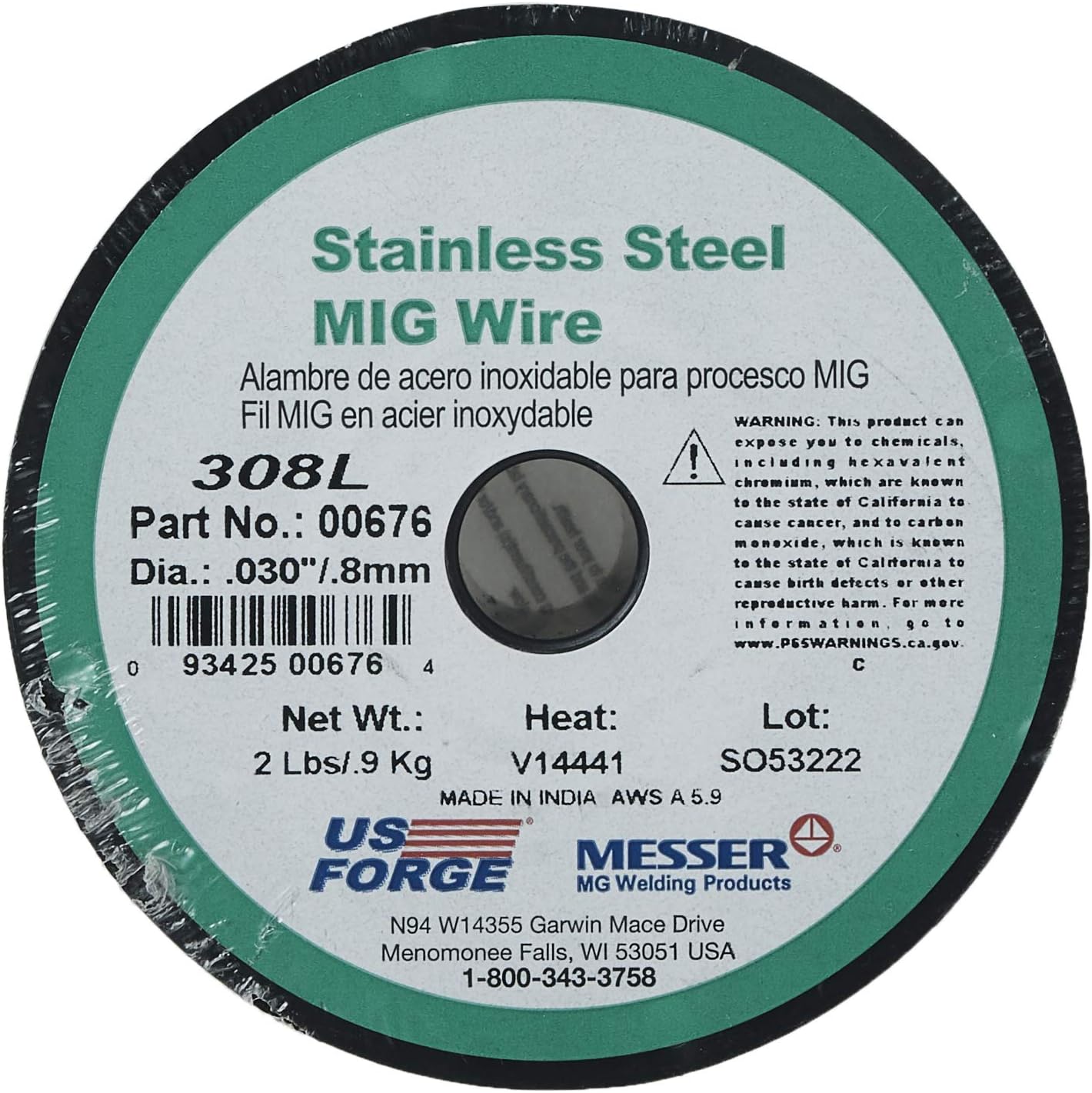 US Forge Welding Stainless Steel MIG Wire .030 2-Pound Spool #00676 - Steel Stainless Steel Mig Welding Wire - 