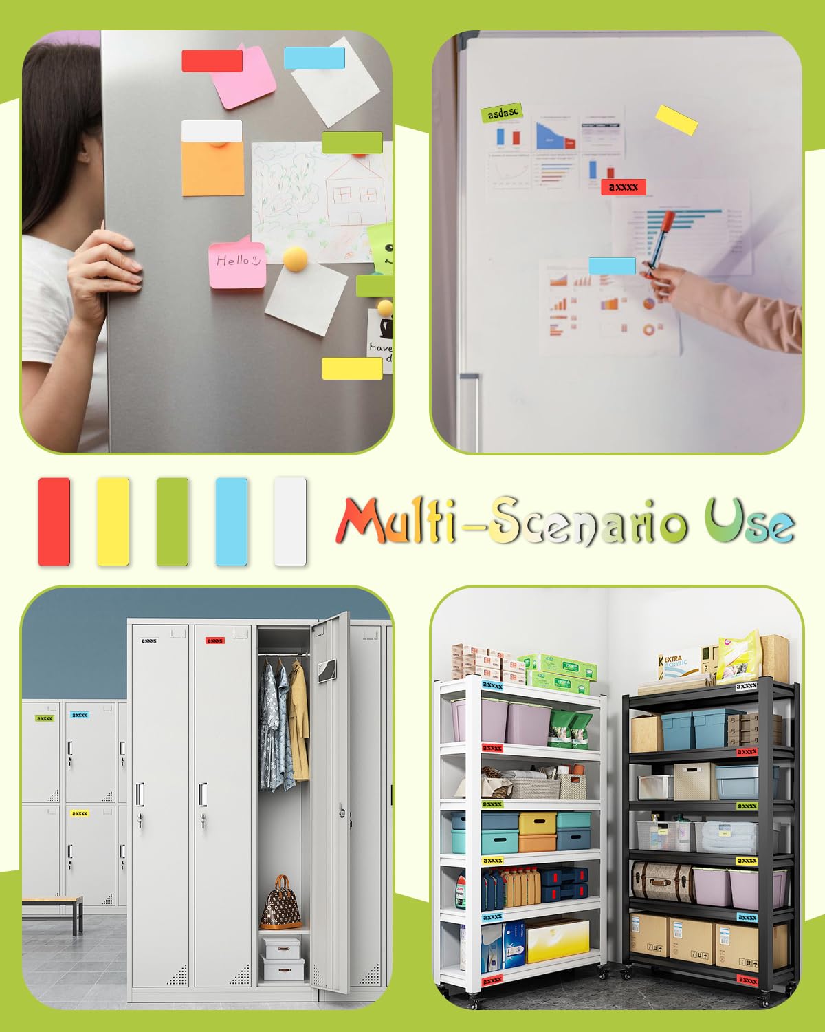 100 Etichette Magnetiche Scrivibili - 80x30 Mm, 5 Colori, Per Frigorifero E Lavagna - Foto 4