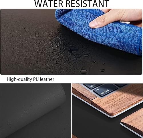 Miniatura 3 de Alfombrilla de escritorio grande y alfombrilla para mouse, 55 x 17 pulgadas, impermeable, de cuero, para escritorio, teclado y mouse, protector de