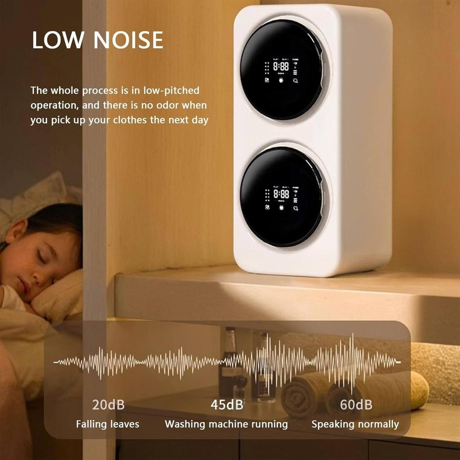 Mini-Waschmaschine und Trockner 2 in 1, 2 x 3,5 l, mit LCD-Touchpanel/intelligenter Selbstreinigung, unabhängigem Waschprogramm, schonendem und langsamem Waschen Wall-Mounted-Silver