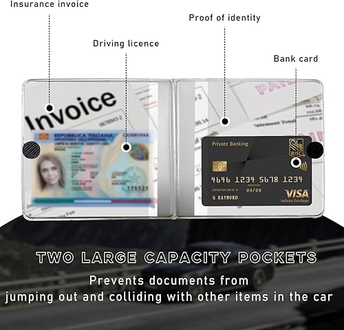 Miniatura 3 de Ziciner Soporte para registro y seguro de automóvil, 5.2 x 4.7 pulgadas, organizador de cuero de primera calidad con cierre, soporte esencial para