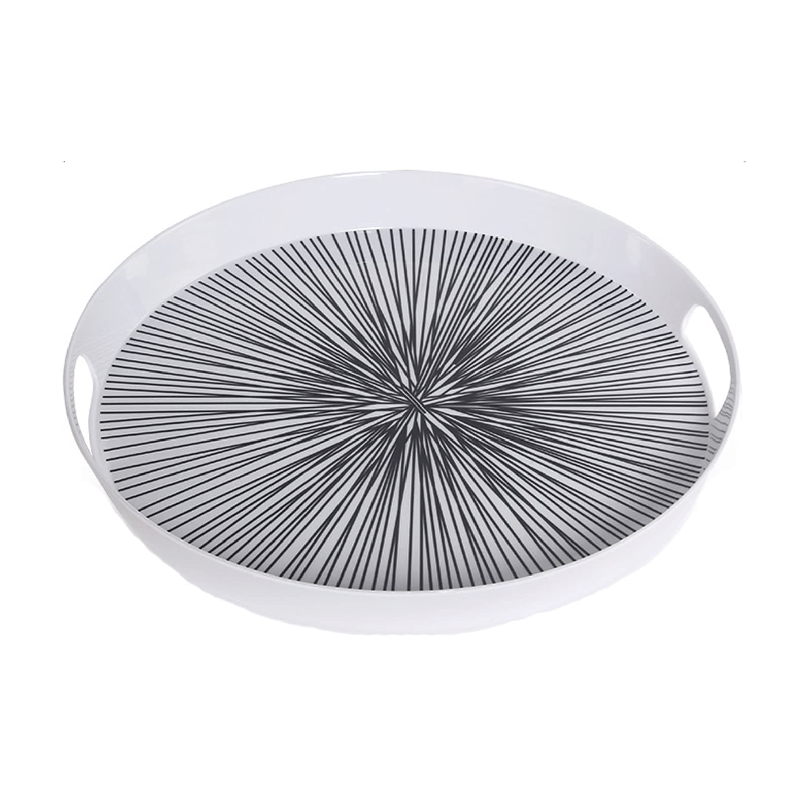 Bandeja Bandeja Redonda Sirviendo Tray Aperitivo Desayuno Bandeja Decorativa Cocina Cuarto de baño Sala de Estar Bandeja de Almacenamiento Multifuncional Bandeja Antideslizante (Color : Negro)