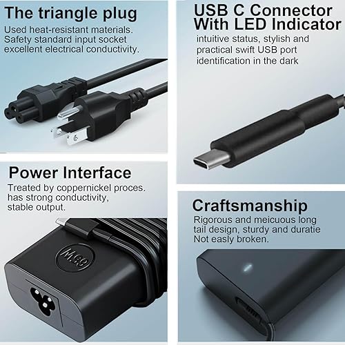 Miniatura 4 de Cargador de laptop USB C delgado de 65 W para cargador de laptop Dell USB C, compatible con Dell Latitude 5420 5520 5540 7420 7410 3450 5290 7400,