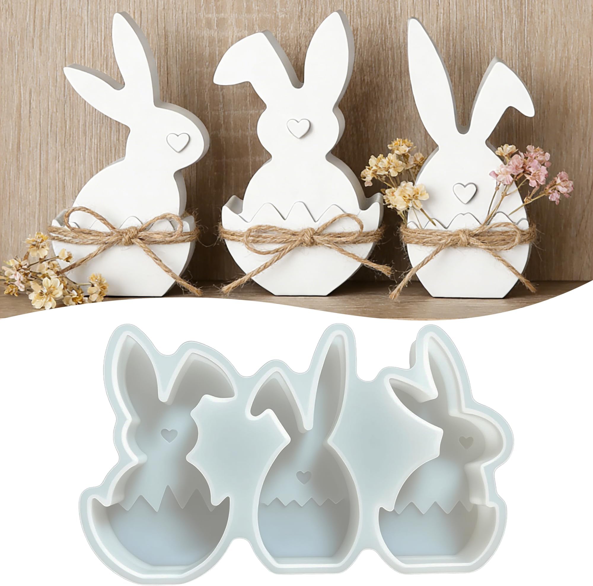 Pack of 3 silicone moulds, Easter bunny, silicone mould, Easter candles, rabbits, Easter egg, rabbits, for spring, plaster for plaster moulds for casting