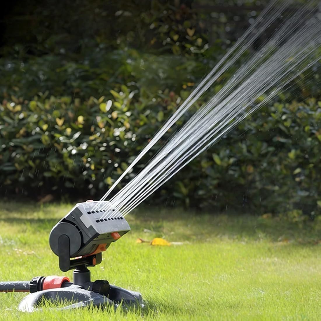 Arroseur oscillant à 16 buses avec minuterie d'arrosage double zone, arroseurs d'eau réglables pour pelouse, cour, jardin, système d'irrigation automatique robuste (vert)