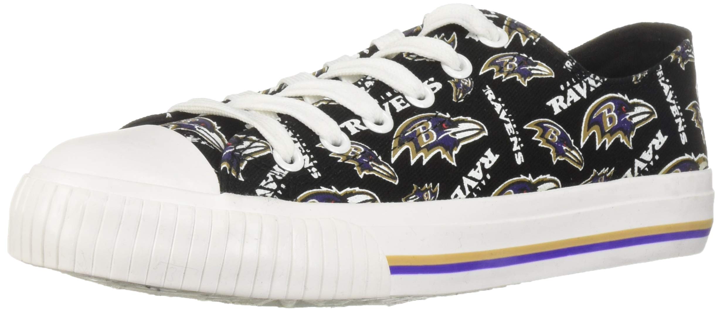 FOCO Baltimore Ravens NFL Womens Low Top Repeat Print Canvas Shoes - 8