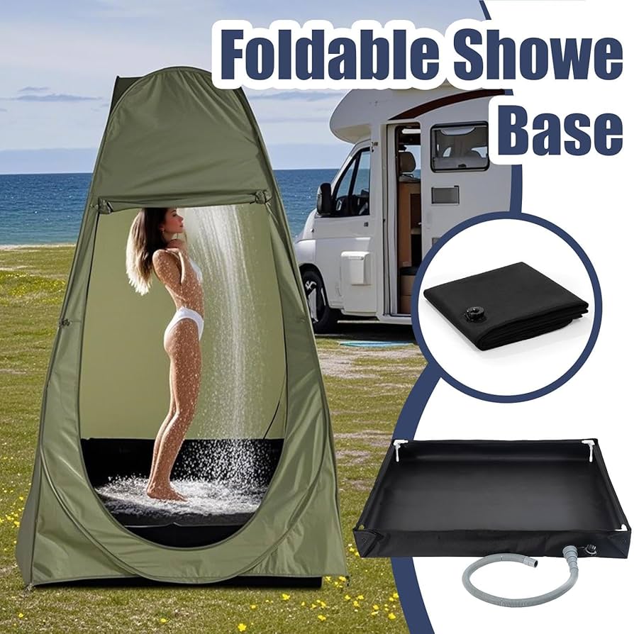 Shuhauk Small Shower Pan Foldable Camping Shower Tray 80x80x10cm Small