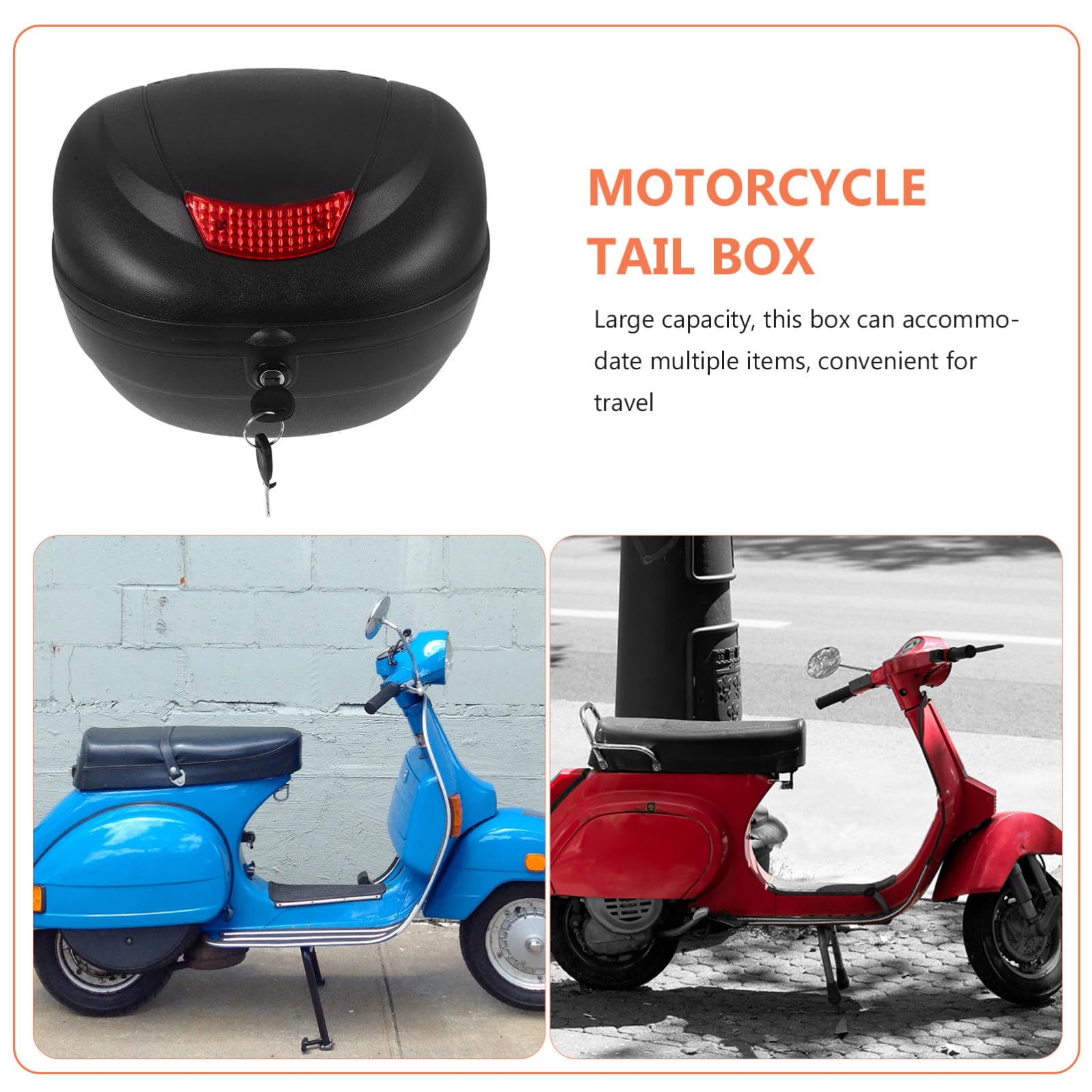 PRETYZOOM Coffre de Moto Noir en Plastique, Design réfléchissant, Grande capacité, Installation Facile, pour Moto et Usage Nocturne