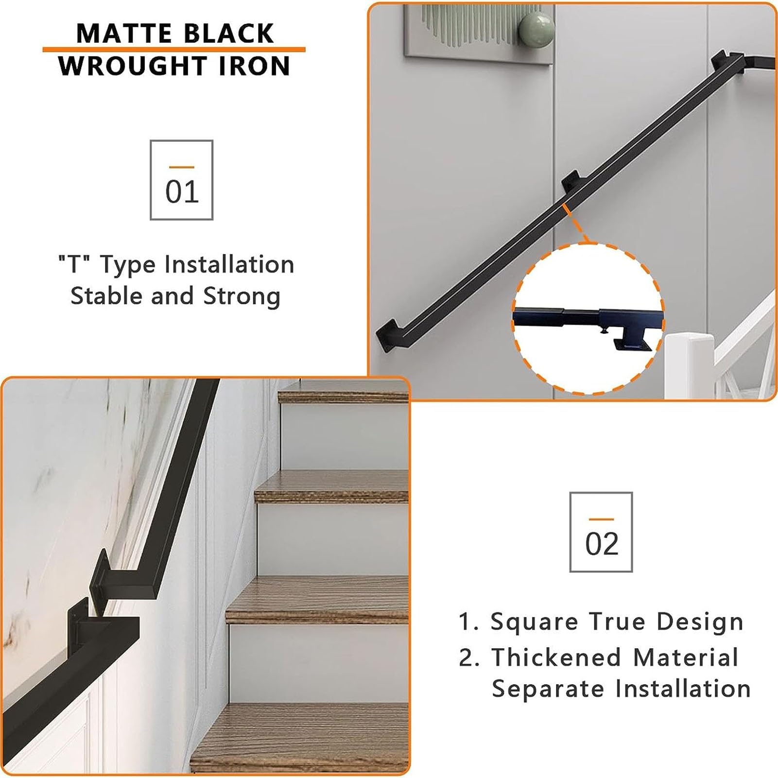 AKOZLIN Main Courante D'escalier De 1 M Pour Escalier Intérieur