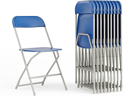 Miniatura 45 de EMMA + OLIVER Juego de 10 sillas plegables de plástico, capacidad de peso de 650 libras, silla plegable apilable ligera en color rojo