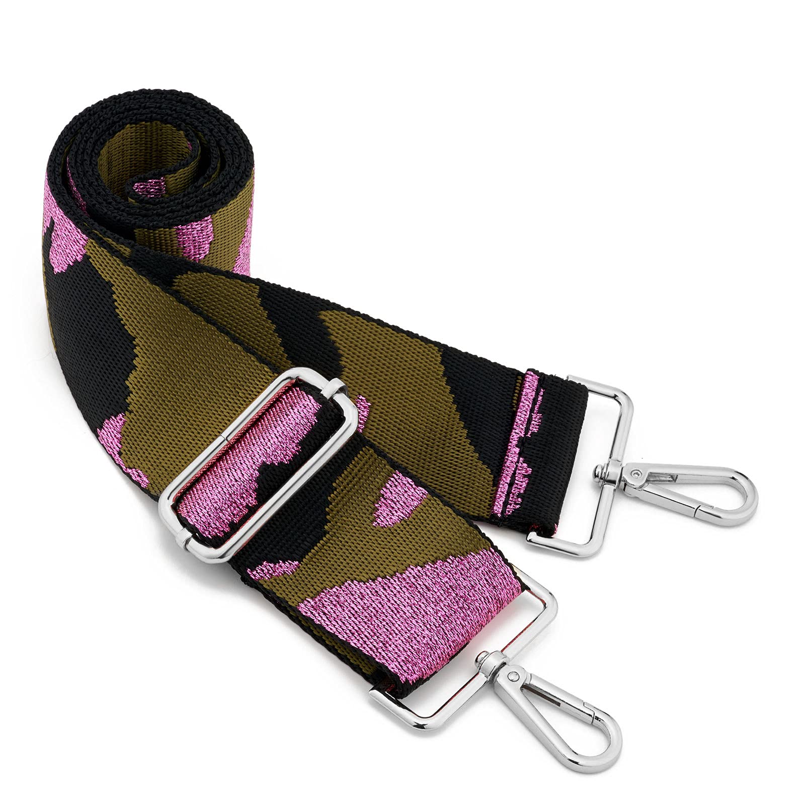 Silvery Buckles Wide Shoulder Strap Adjustable Replacement Belt Crossbody Canvas Bag Handbag