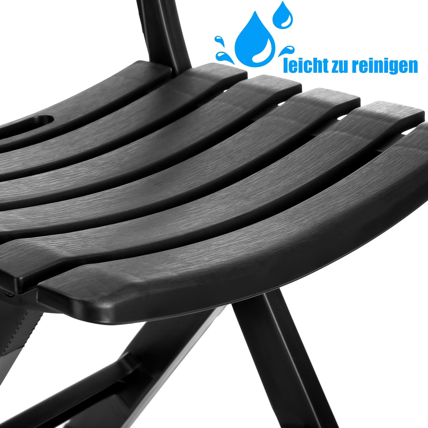 BigDean Gartenstuhl klappbar aus wetterfestem & robustem Kunststoff in Anthrazit – Klappstuhl ideal für Garten und Balkon – Balkonstuhl Made in Italy