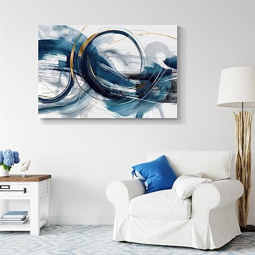 Miniatura 832 de Lienzo artístico para pared, pinturas de arte abstracto, fantasía azul, grafiti colorido sobre fondo blanco; decoración artística moderna para sala