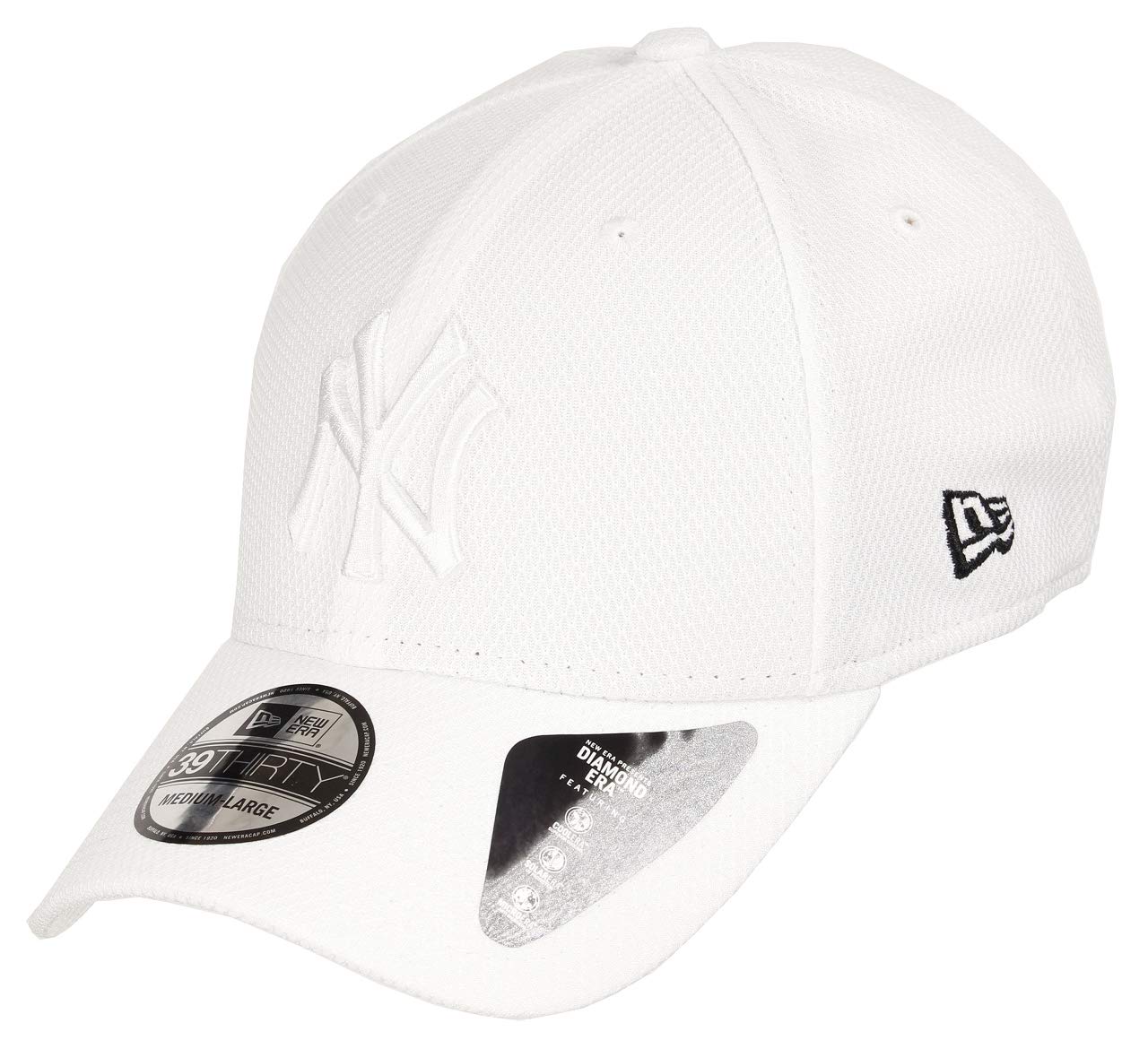 New Era New York Yankees 39thirty Stretch Cap Diamond Era Tonal White - XS-S