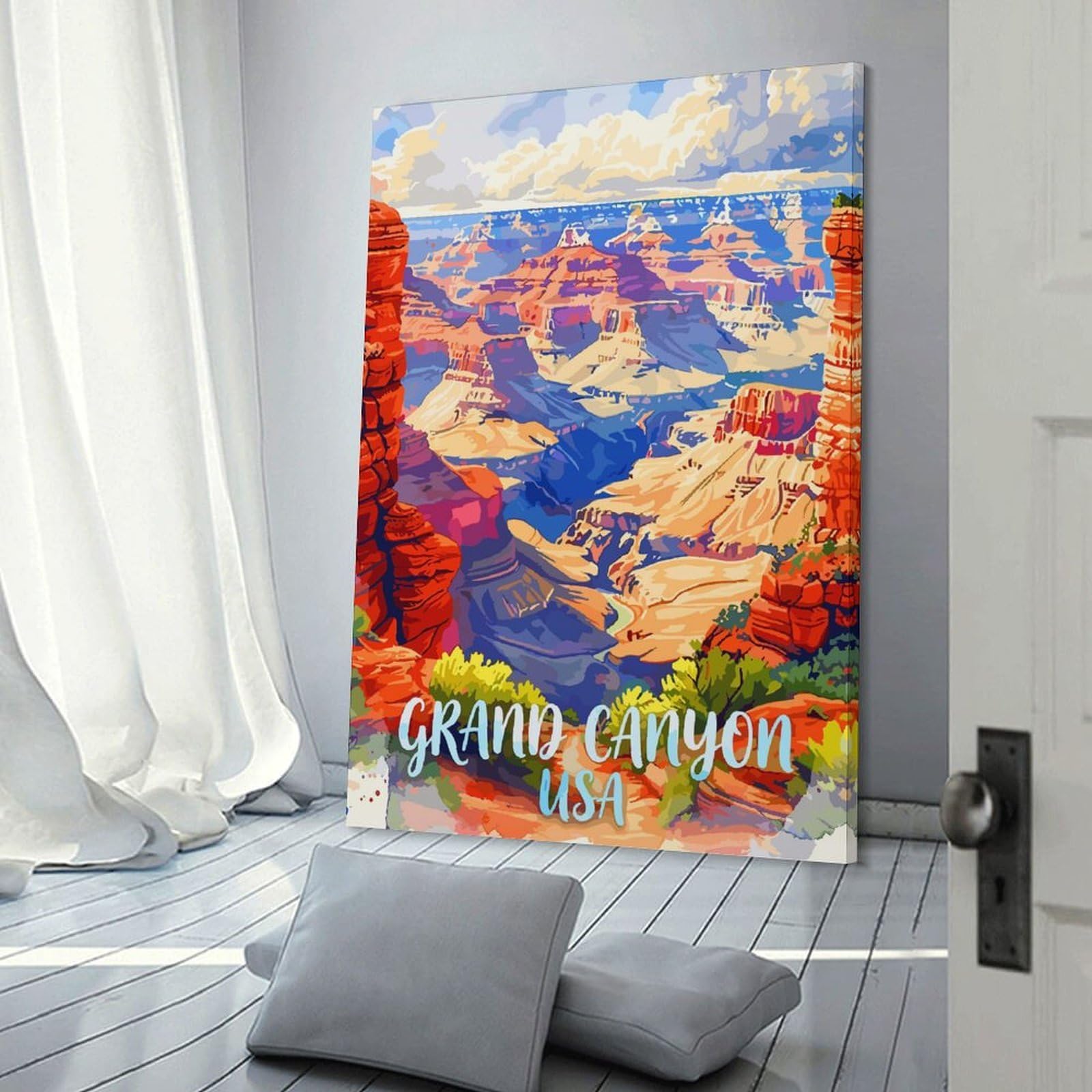 Junmoney Canvas Wall Decor Grand Canyon USA Travel, 20x30inch(50x75cm), for Flats, Guest Rooms Or Compact Rooms, A Simple Refresh for Blank Walls