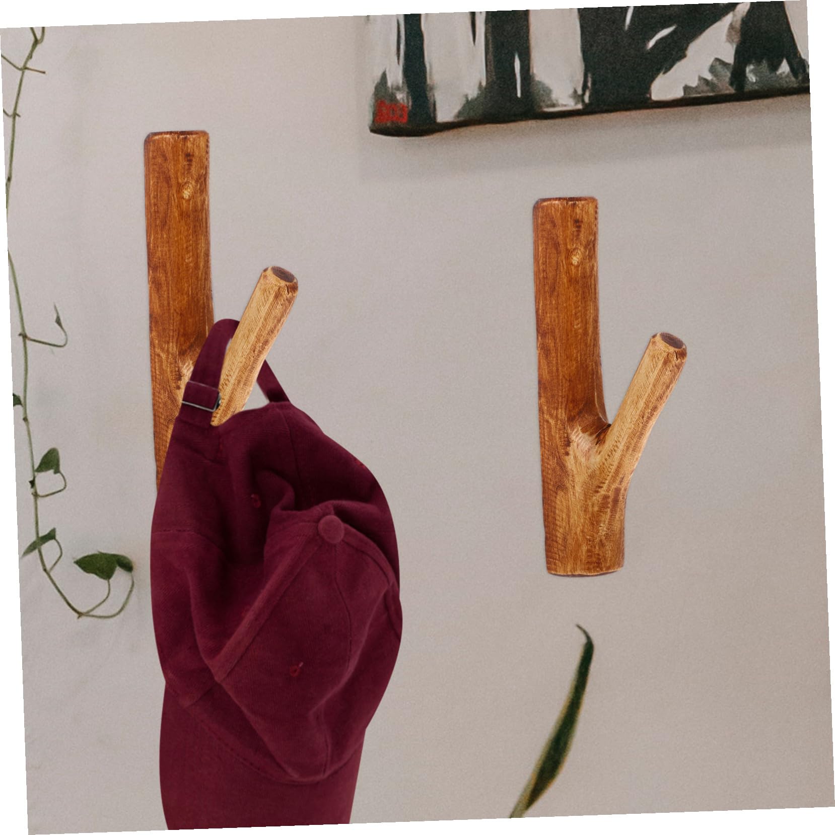 Homoyoyo Gancho de Pared de Madera Rústica Adhesivo, Gancho Decorativo para Colgar Llaves y Abrigos, Tamaño Mediano, Color Marrón, Autoadhesivo sin Taladro, Adecuado para Hogar y Oficina,