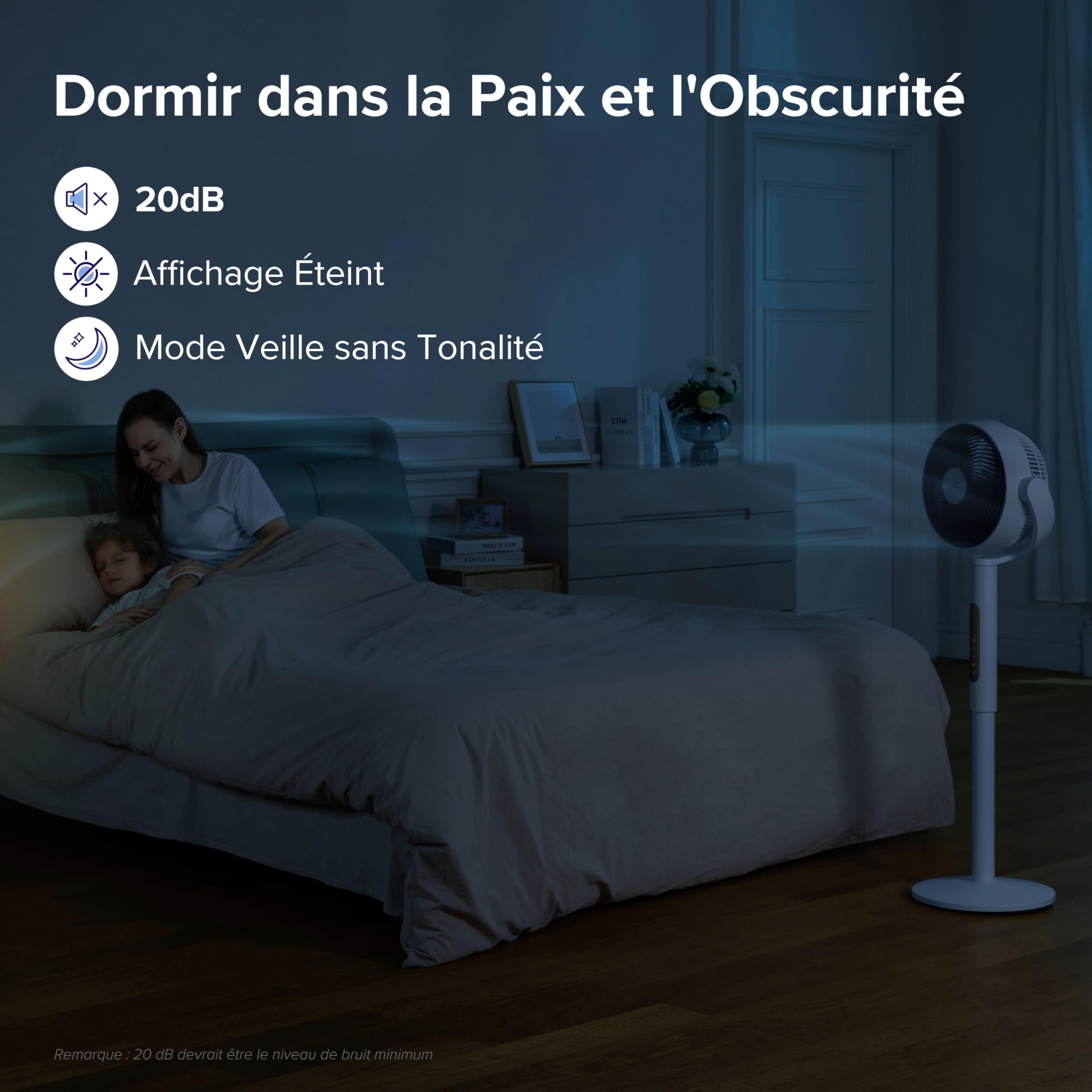 LEVOIT Ventilateur sur Pied 20 dB Silencieux, Puissant 2465 m³/h, Flux d'air 7.5 m/s, avec Télécommande, Oscillant 90°+120°,4 Modes 12 Vitesses, Minuterie 12h, Réglage Hauteur Circulation d'Air