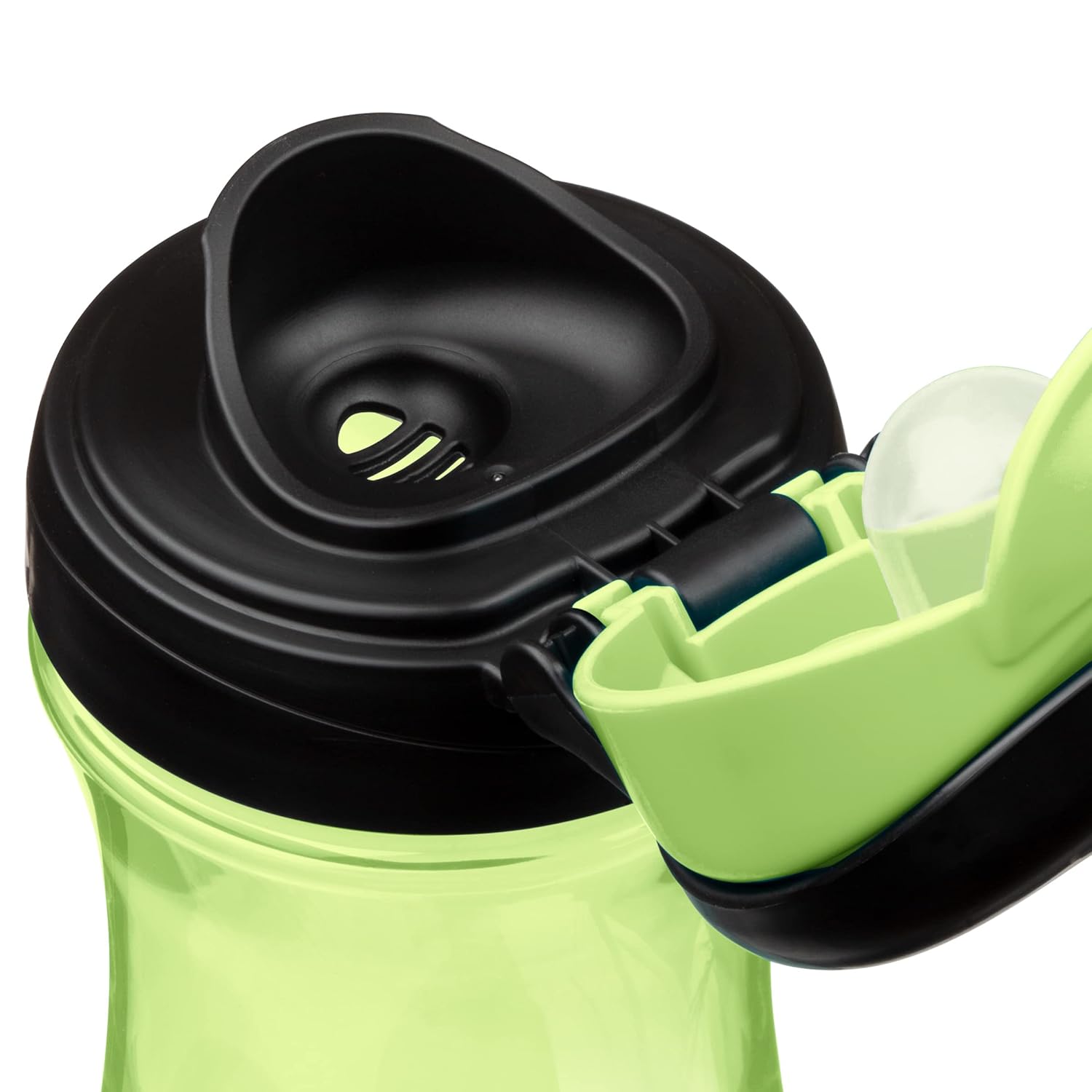 Chicco My Tumbler Open Rim Water Bottle with Free-Flow Spout 12oz, Spill Proof when Lid is Closed, Flip-Up Carry Handle, Top-Rack Dishwasher Safe, Easy to Hold, Green, 2+ Years (Pack of 6)