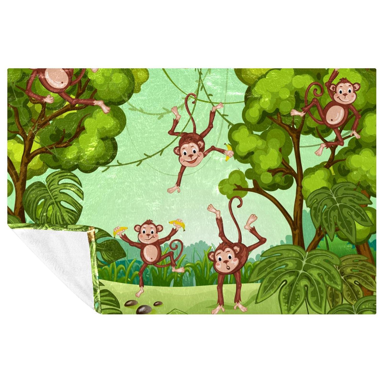 Plaid singe de forêt 150x100 cm pour pique-nique et camping en plein air
