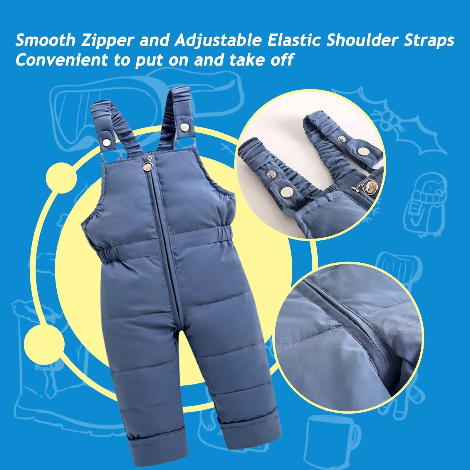 BYFRI Schneeanzüge für Jungen und Mädchen, Daunenjacke mit Kapuze und Skihose, Baby Schneeanzug, Winteranzug für Babys, 18M-4T