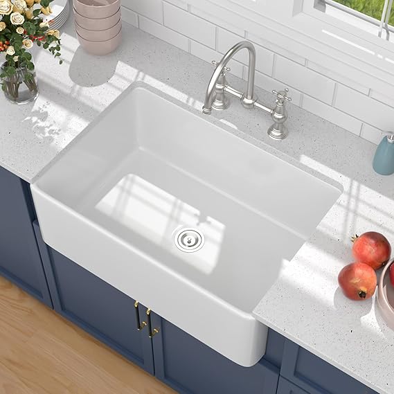 White Farmhouse Sink 30X20 inch Fireclay Farm Sink White Farmhouse Sink 30X20 inch Fireclay Farm Sink Apron Undermount Kitchen