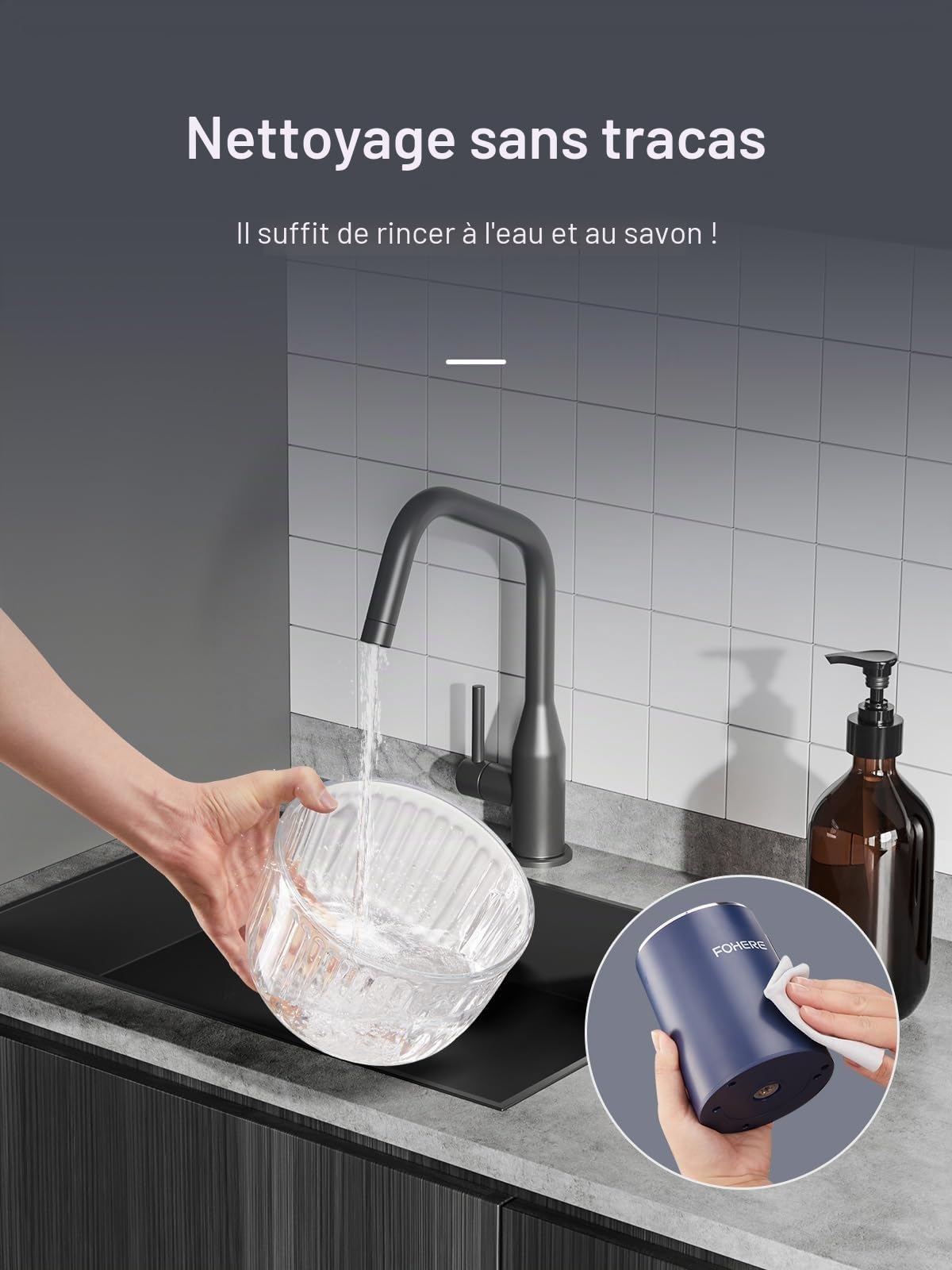 FOHERE Hachoir Électrique, 300W Hachoir à Viande Avec 2L