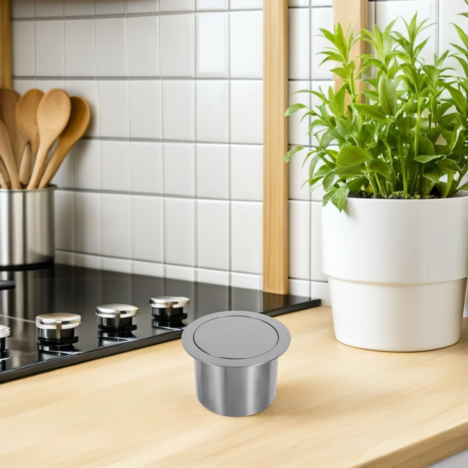 Didiseaon Coperchio per Pattumiera da Banco Incasso in Acciaio Ribalta e Smaltimento Rifiuti Semplice per Lavello Cucina e Bagno