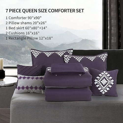 Miniatura 8 de MERRY HOME Juego de edredón de cama  Juego de edredón tamaño California King (400 GSM), juego de edredón de 7 piezas, suave y cómodo para todas las
